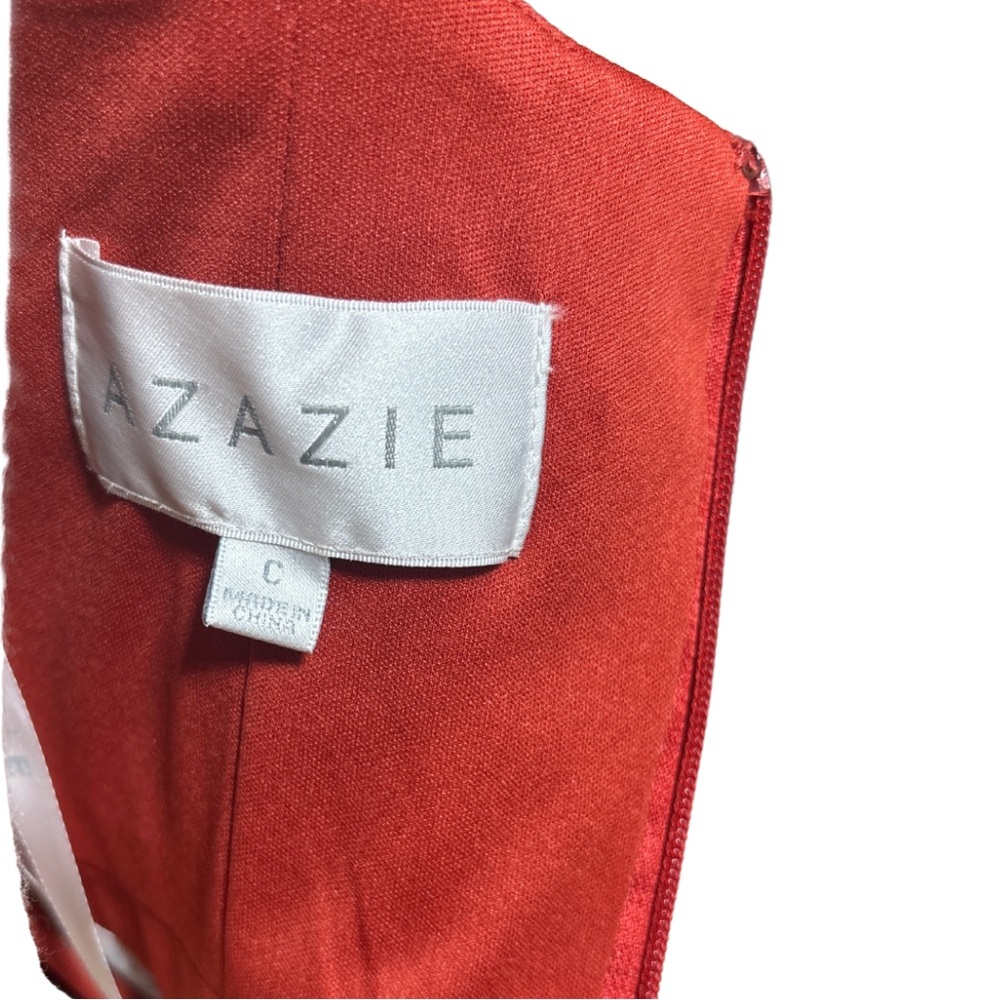AZAZIE JAY Rust Orange A-Line Square Neckline Side Slit Chiffon Dress Size 2 - Picture 5 of 6